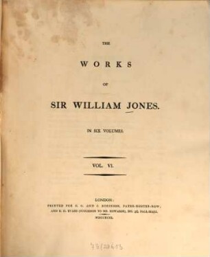 The works of Sir William Jones : in six volumes, 6