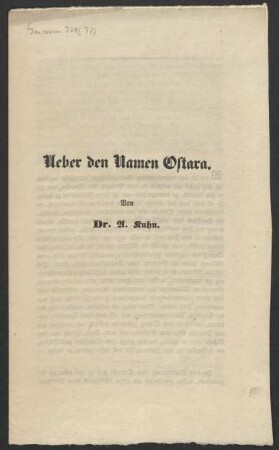 [Beil. 77: Druck von Adalbert Kuhn: Ueber den Namen Ostara]
