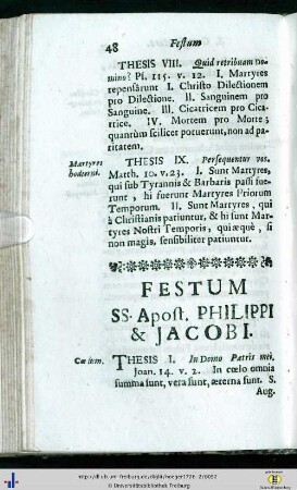 Festum SS. Apost. Philippi et Jacobi.