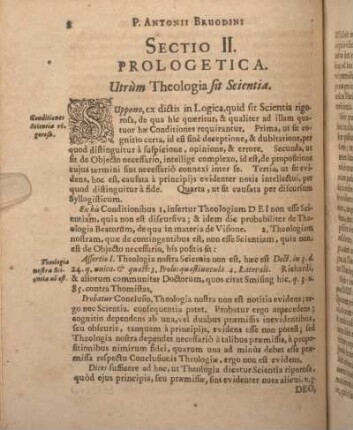 Sectio II. Prologetica. Utrùm Theologia sit Scientia.