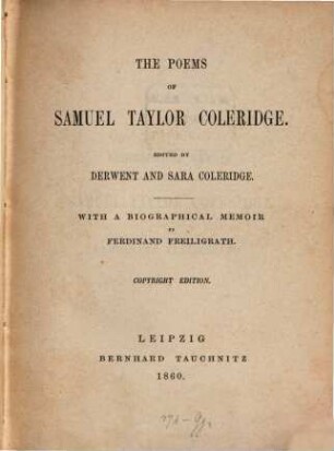 The poems of Samuel Taylor Coleridge