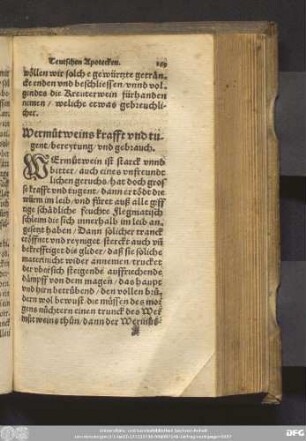 Wermutweins krafft vnd tugent/ bereytung/ vnd gebrauch.