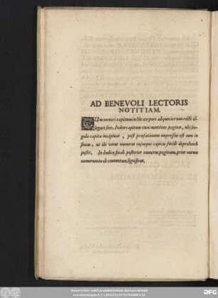 Ad Benevoli Lectoris Notitiam.