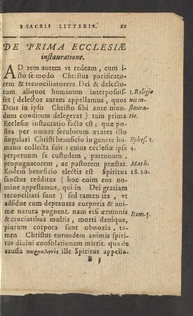 De Prima Ecclesiae instauratione.
