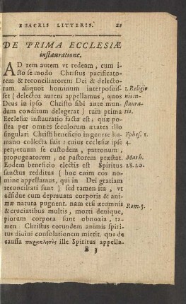 De Prima Ecclesiae instauratione.