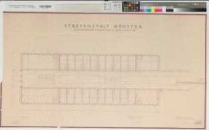 Münster (Münster) Strafanstalt Grundriß 4. Geschoß 1953 1 : 50 68 x 122 Pause Staatshochbauamt Münster Regierung Münster Nr. 34029