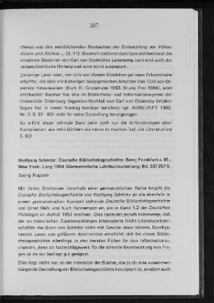 Wolfgang Schmitz: Deutsche Bibliotheksgeschichte.