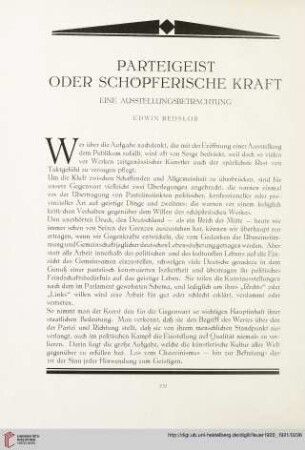 2: Parteigeist oder schöpferische Kraft : eine Ausstellungsbetrachtung