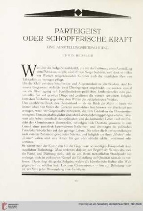 2: Parteigeist oder schöpferische Kraft : eine Ausstellungsbetrachtung
