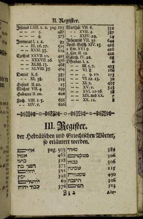 III. Register. der Hebräischen und Griechischen Wörter, so erläutert werden.