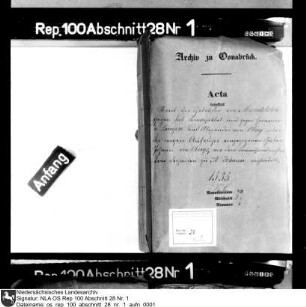 Prozess der Gebrüder Mandelsloh gegen das Domkapitel, gegen Hermann von Langen und Alexander von Oberg, verhandelt vor dem Kommissionsrichter, dem Dechanten von St. Johann, über die wegen Aufruhrs eingezogenen Güter des Johann von Oberg
