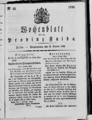 Nr. 43, Ausgabe vom 22. Oktober 1836