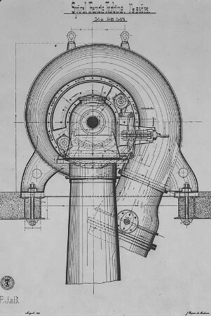 Spiral-Francis-Turbine von 360 PS, Ansicht : Technikgeschichte | Maschinenbau | Kraftmaschinen | Wasserkraftmaschinen