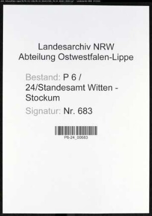 Heiratsregister Standesamt Witten-Stockum