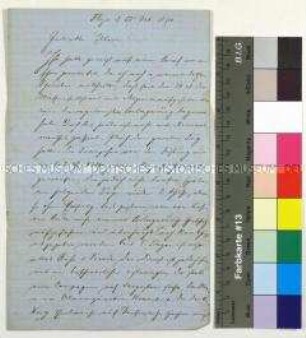 Feldpostbrief von Joseph Köchling aus dem Deutsch-Französischen Krieg an seine Eltern über die Belagerung der Festung Meyères, seinen Postdienst und Angriffe von Franctireurs