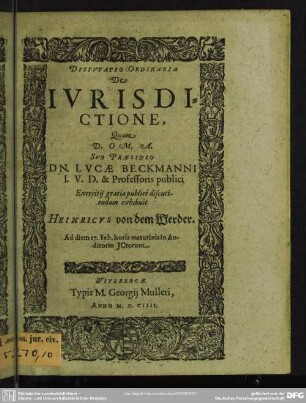 Disputatio ordinaria de jurisdictione