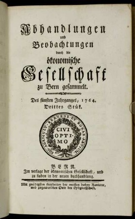 Des fünften Jahrganges, 1764. Drittes Stük.