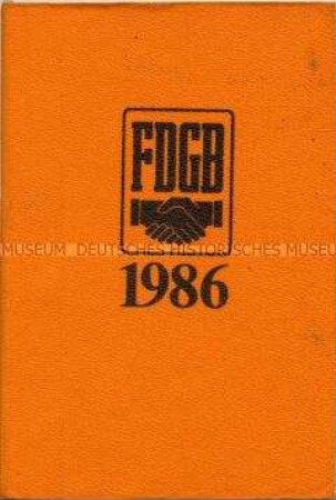 Taschenkalender des FDGB für das Jahr 1986 (ohne Eintragungen)