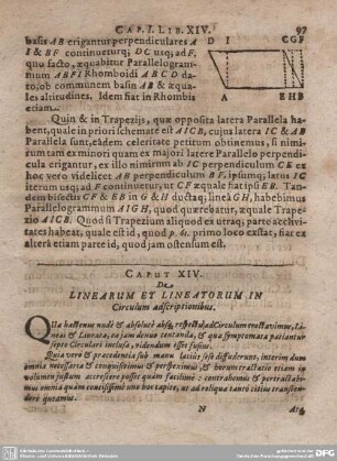 Caput XIV. De Linearum et Lineatorum in Circulum adscriptionibus.
