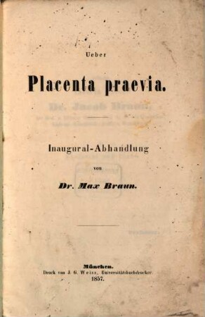 Ueber placenta praevia