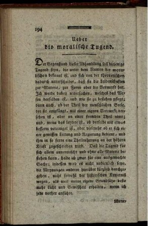 Ueber die moralische Tugend