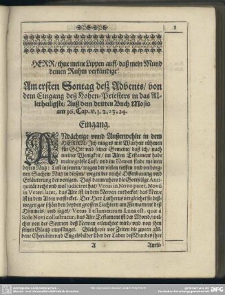 [Erster Theil vom Advent biß auff Trinitatis]