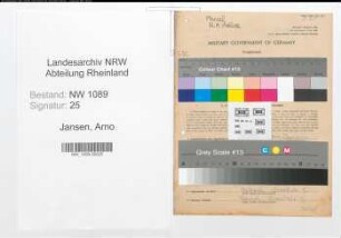 Entnazifizierung Arno Jansen , geb. 01.03.1919 (Polizeibeamter)