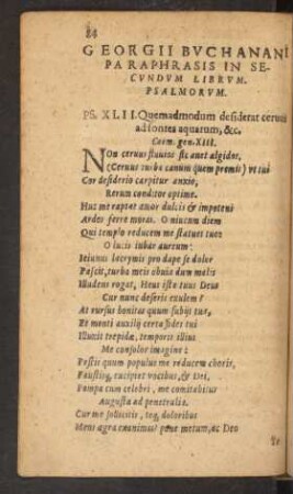 Georgii Buchanani Paraphrasis In Secundum Librum Psalmorum.