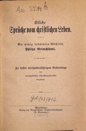 Etliche Sprüche vom christlichen Leben