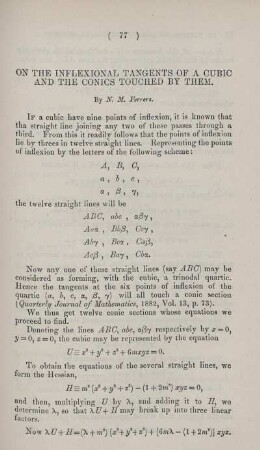 On the inflexional tangents of a cubic and the conics touched by them.