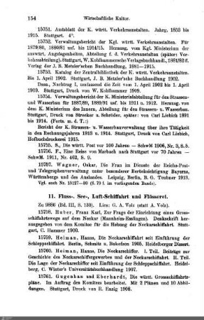 11. Fluss-, See-, Luft-Schiffahrt und Flösserei