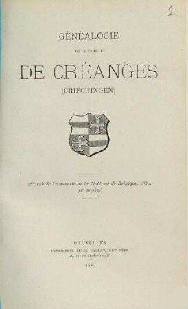 Généalogie de la famille de Créanges (Criechingen)