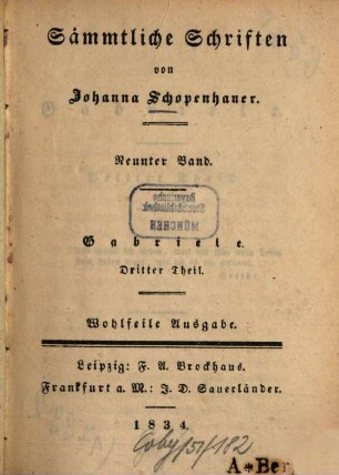 Sämmtliche Schriften, 9. Gabriele ; Theil 3