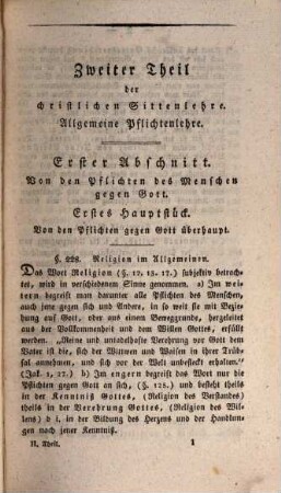 Christliche Moral, nach der Grundlage der Ethik des Maurus von Schenkl, 2,1. Allgemeine Pflichtenlehre : Von den Pflichten des Christen gegen Gott und sich selbst