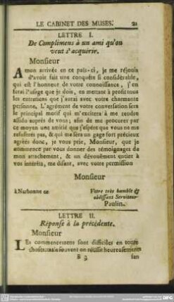 Lettre II. Response à la precedente