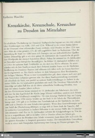 Kreuzkirche, Kreuzschule, Kreuzchor zu Dresden im Mittelalter