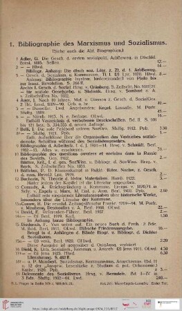1. Bibliographie des Marxismus und des Sozialismus (Nr. 1 - 90)
