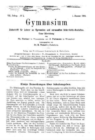Einige Bemerkungen über Schulausgaben