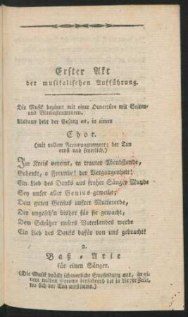 Erster Akt der musikalischen Aufführung
