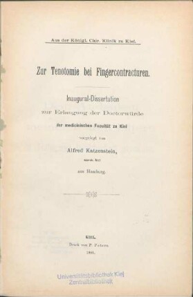 Zur Tenotomie bei Fingercontracturen