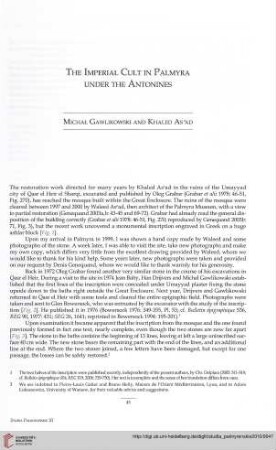 11: The Imperial cult in Palmyra under the Antonines
