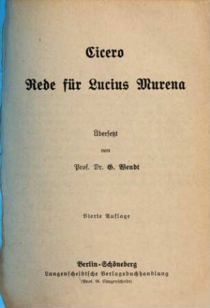 Cicero, 12,[2]. Ciceros Rede für Lucius Murena