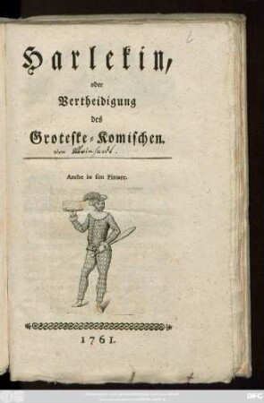 Harlekin, oder Vertheidigung des Groteske-Komischen