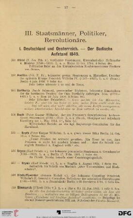 III. Staatsmänner, Politiker, Revolutionäre (Nr. 351 - 511)