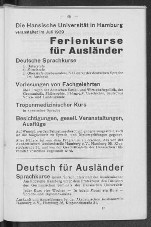 Ferienkurse für Ausländer