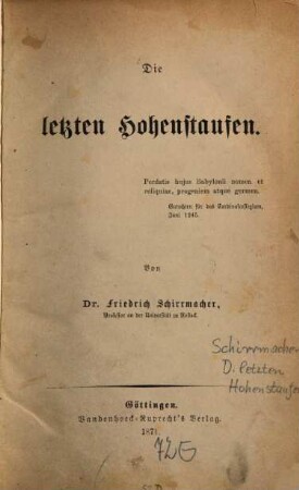 Die letzten Hohenstaufen
