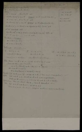 [Mathematische Notizen und Berechnungen]