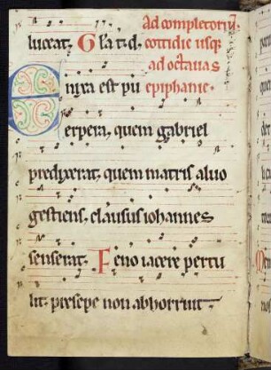 Zierinitiale (Epiphania): E(nixa est puerpera)