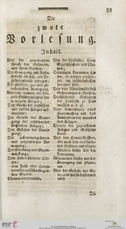 Die zwote Vorlesung