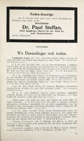 19 Wo Derendinger sich trafen.